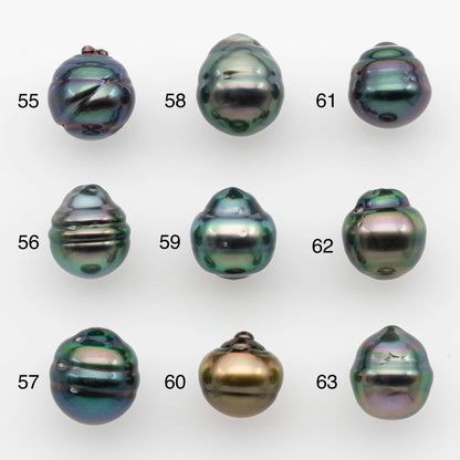 9-10mm Natural Color Tahitian Pearl Drop Shape Loose Single Piece Undrilled in High Luster and Minor Blemishes, SKU # 2647TH