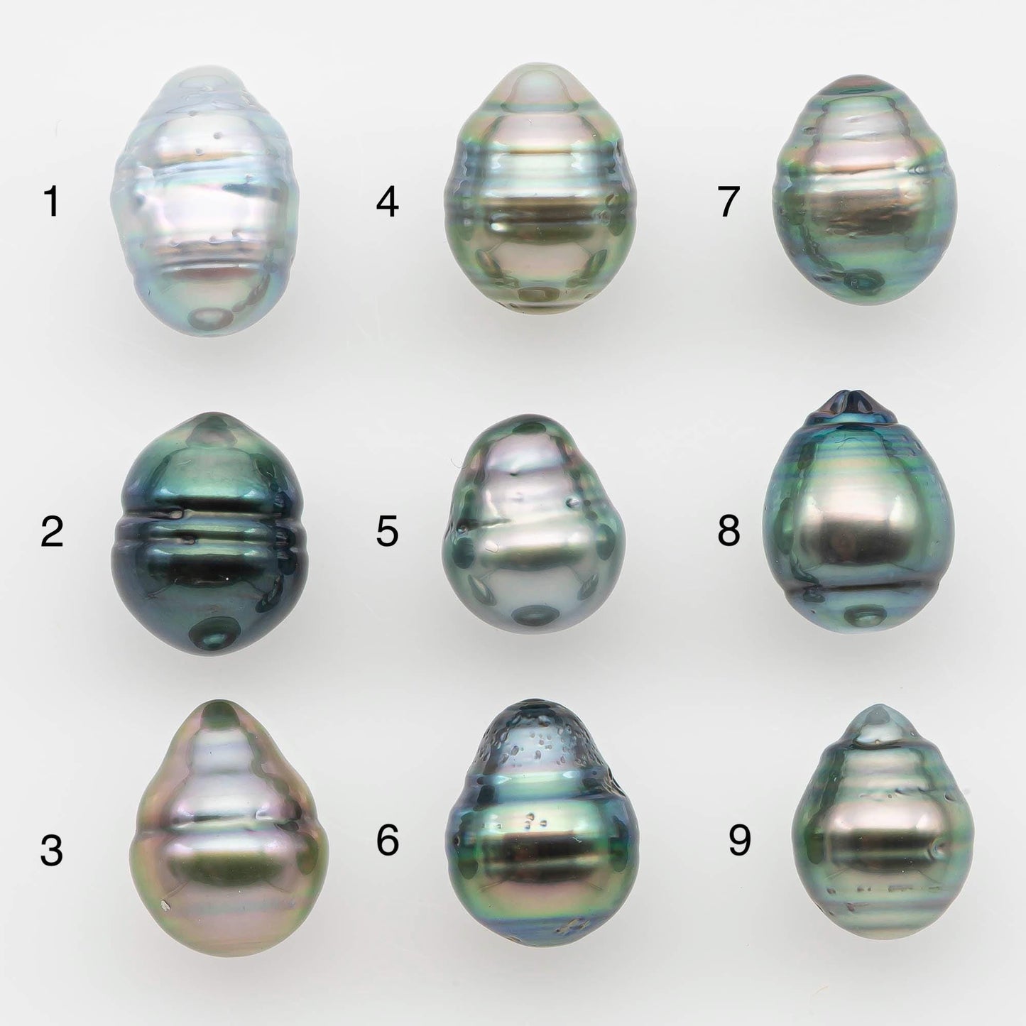 9-10mm Natural Color Tahitian Pearl Drop Shape Loose Single Piece Undrilled in High Luster and Minor Blemishes, SKU # 2646TH