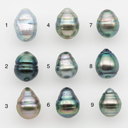 9-10mm Natural Color Tahitian Pearl Drop Shape Loose Single Piece Undrilled in High Luster and Minor Blemishes, SKU # 2646TH