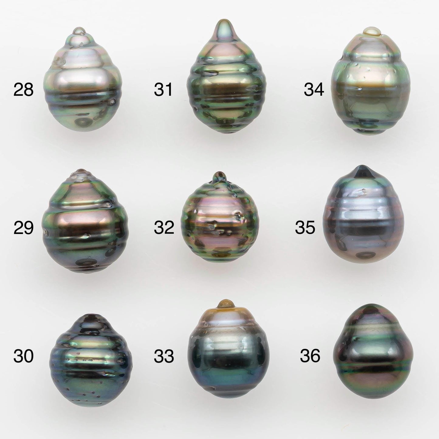 9-10mm Natural Color Tahitian Pearl Drop Shape Loose Single Piece Undrilled in High Luster and Minor Blemishes, SKU # 2645TH