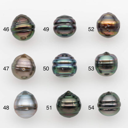 9-10mm Natural Color Tahitian Pearl Drop Shape Loose Single Piece Undrilled in High Luster and Minor Blemishes, SKU # 2645TH
