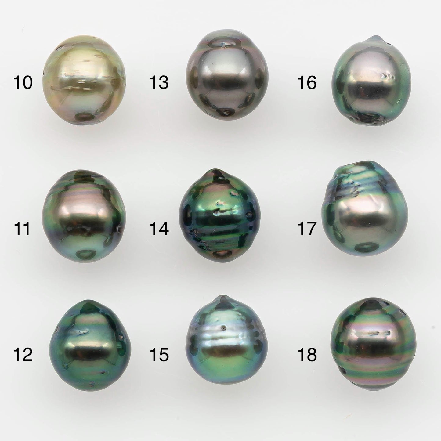 9-10mm Natural Color Tahitian Pearl Drop Shape Loose Single Piece Undrilled in High Luster and Minor Blemishes, SKU # 2644TH