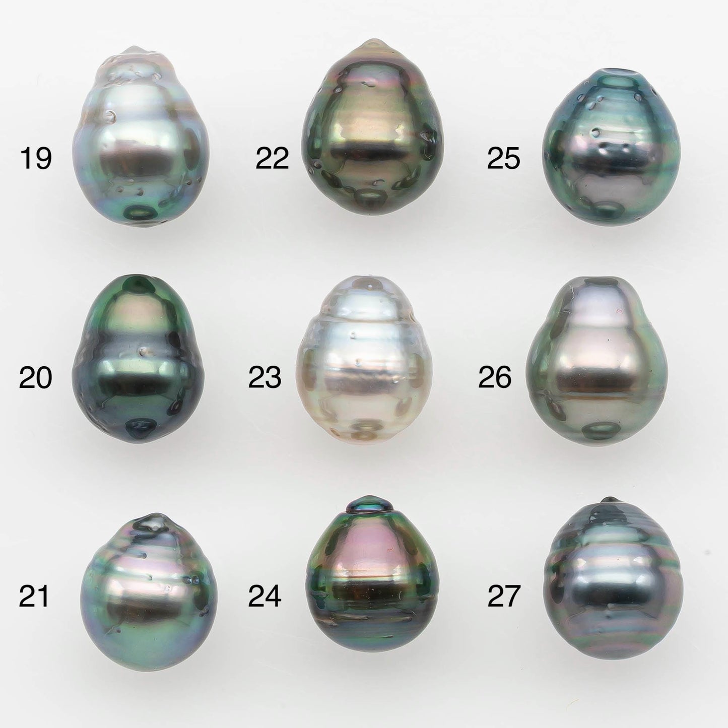 9-10mm Natural Color Tahitian Pearl Drop Shape Loose Single Piece Undrilled in High Luster and Minor Blemishes, SKU # 2644TH