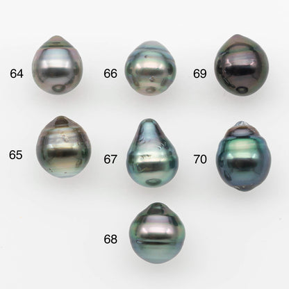 9-10mm Natural Color Tahitian Pearl Drop Shape Loose Single Piece Undrilled in High Luster and Minor Blemishes, SKU # 2644TH