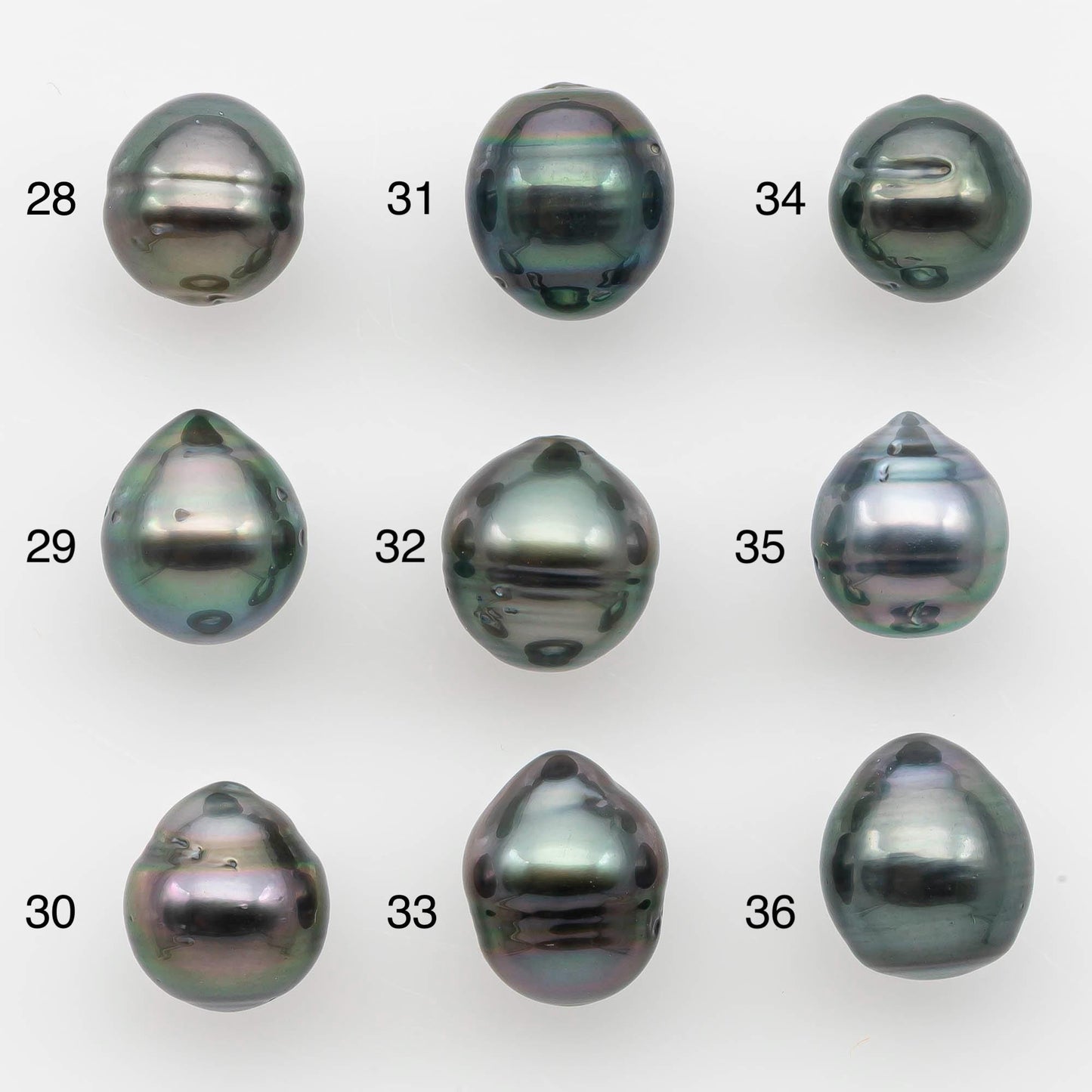 9-10mm Natural Color Tahitian Pearl Drop Shape Loose Single Piece Undrilled in High Luster and Minor Blemishes, SKU # 2642TH