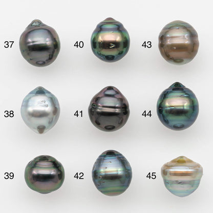 9-10mm Natural Color Tahitian Pearl Drop Shape Loose Single Piece Undrilled in High Luster and Minor Blemishes, SKU # 2642TH