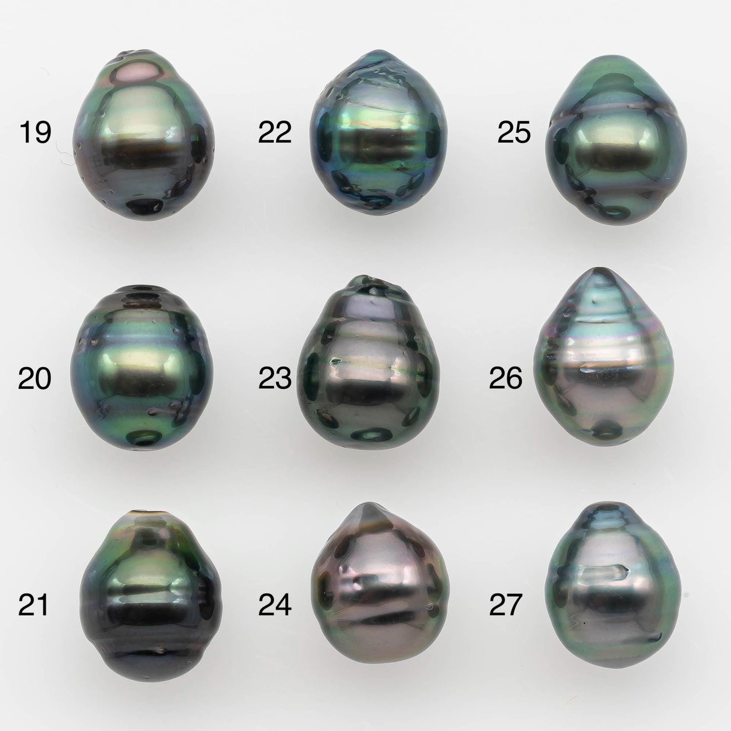 9-10mm Natural Color Tahitian Pearl Drop Shape Loose Single Piece Undrilled in High Luster and Minor Blemishes, SKU # 2642TH