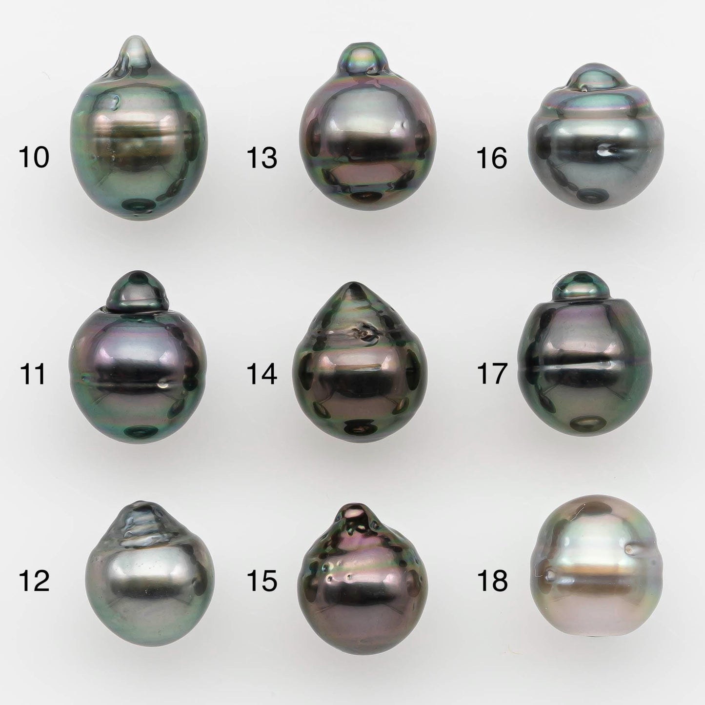 9-10mm Natural Color Tahitian Pearl Drop Shape Loose Single Piece Undrilled in High Luster and Minor Blemishes, SKU # 2641TH