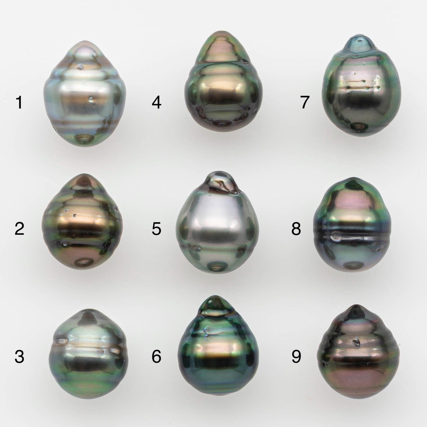 9-10mm Natural Color Tahitian Pearl Drop Shape Loose Single Piece Undrilled in High Luster and Minor Blemishes, SKU # 2641TH