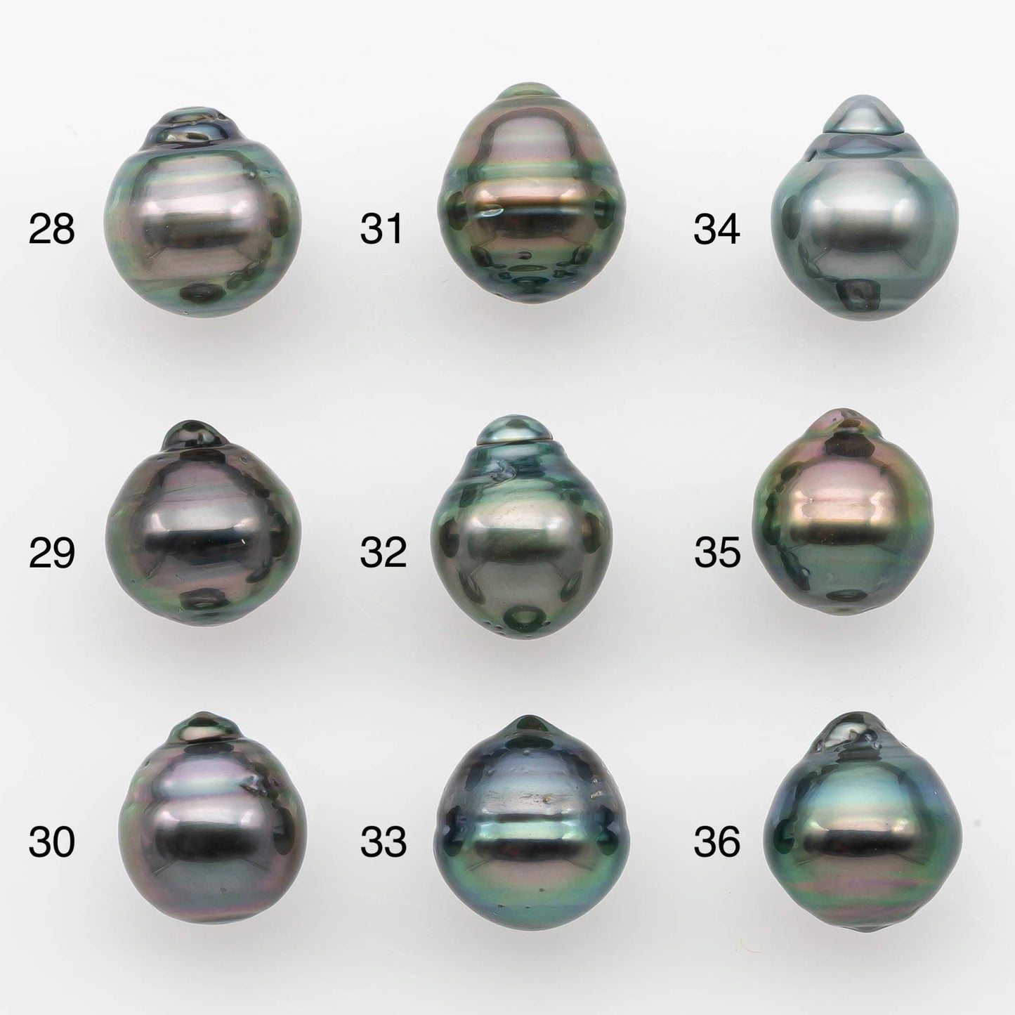 9-10mm Natural Color Tahitian Pearl Drop Shape Loose Single Piece Undrilled in High Luster and Minor Blemishes, SKU # 2641TH