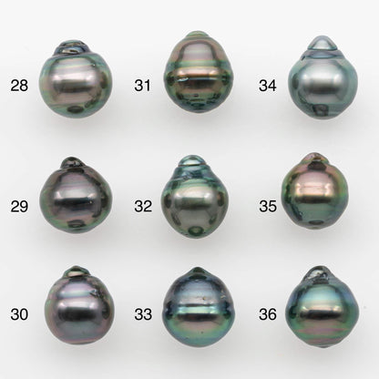 9-10mm Natural Color Tahitian Pearl Drop Shape Loose Single Piece Undrilled in High Luster and Minor Blemishes, SKU # 2641TH