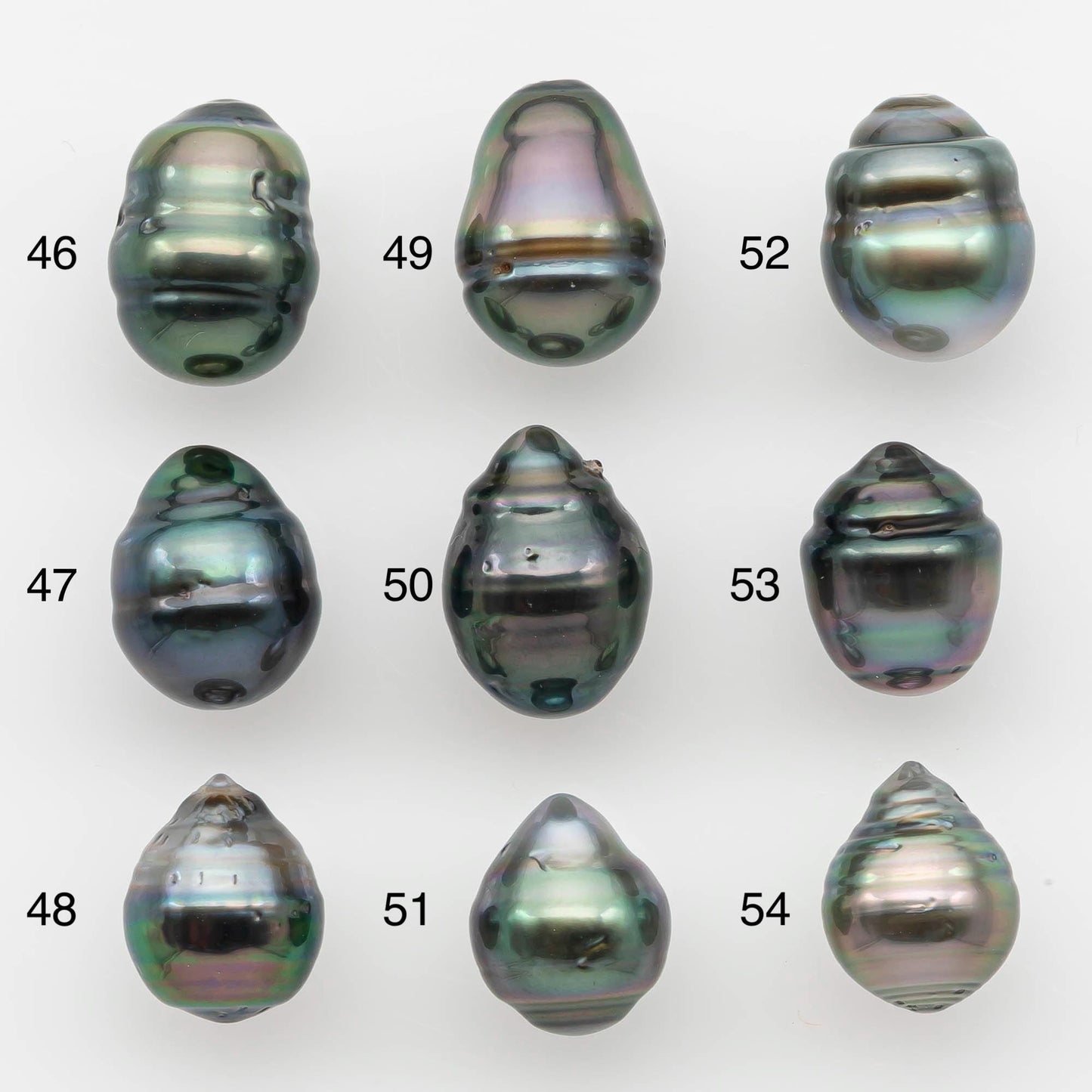 9-10mm Natural Color Tahitian Pearl Drop Shape Loose Single Piece Undrilled in High Luster and Minor Blemishes, SKU # 2641TH