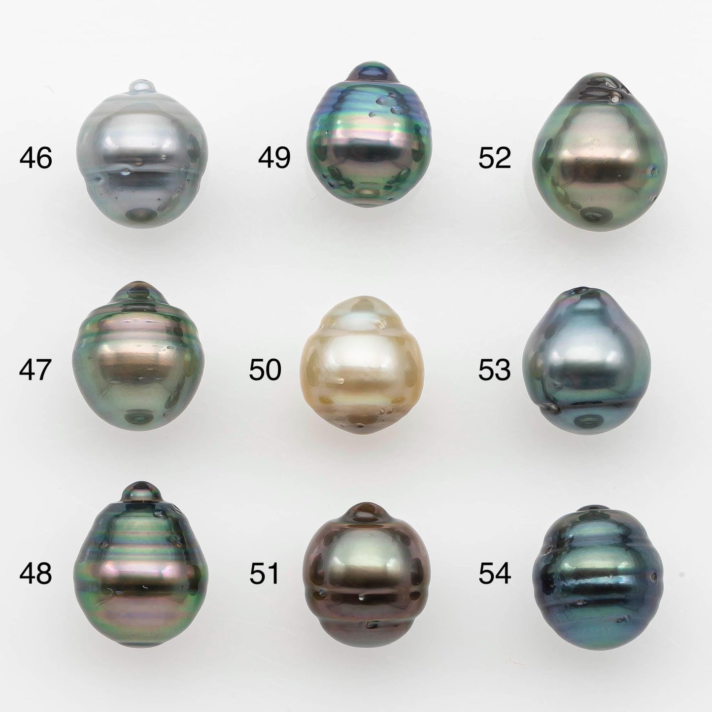 9-10mm Natural Color Tahitian Pearl Drop Shape Loose Single Piece Undrilled in High Luster and Minor Blemishes, SKU # 2640TH