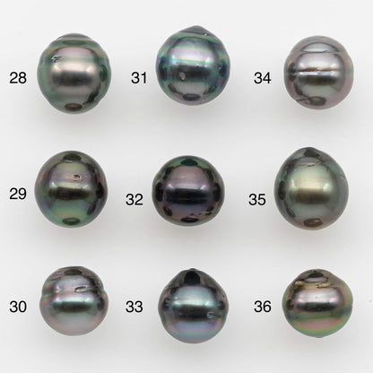 9-10mm Natural Color Tahitian Pearl Drop Shape Loose Single Piece Undrilled in High Luster and Minor Blemishes, SKU # 2639TH