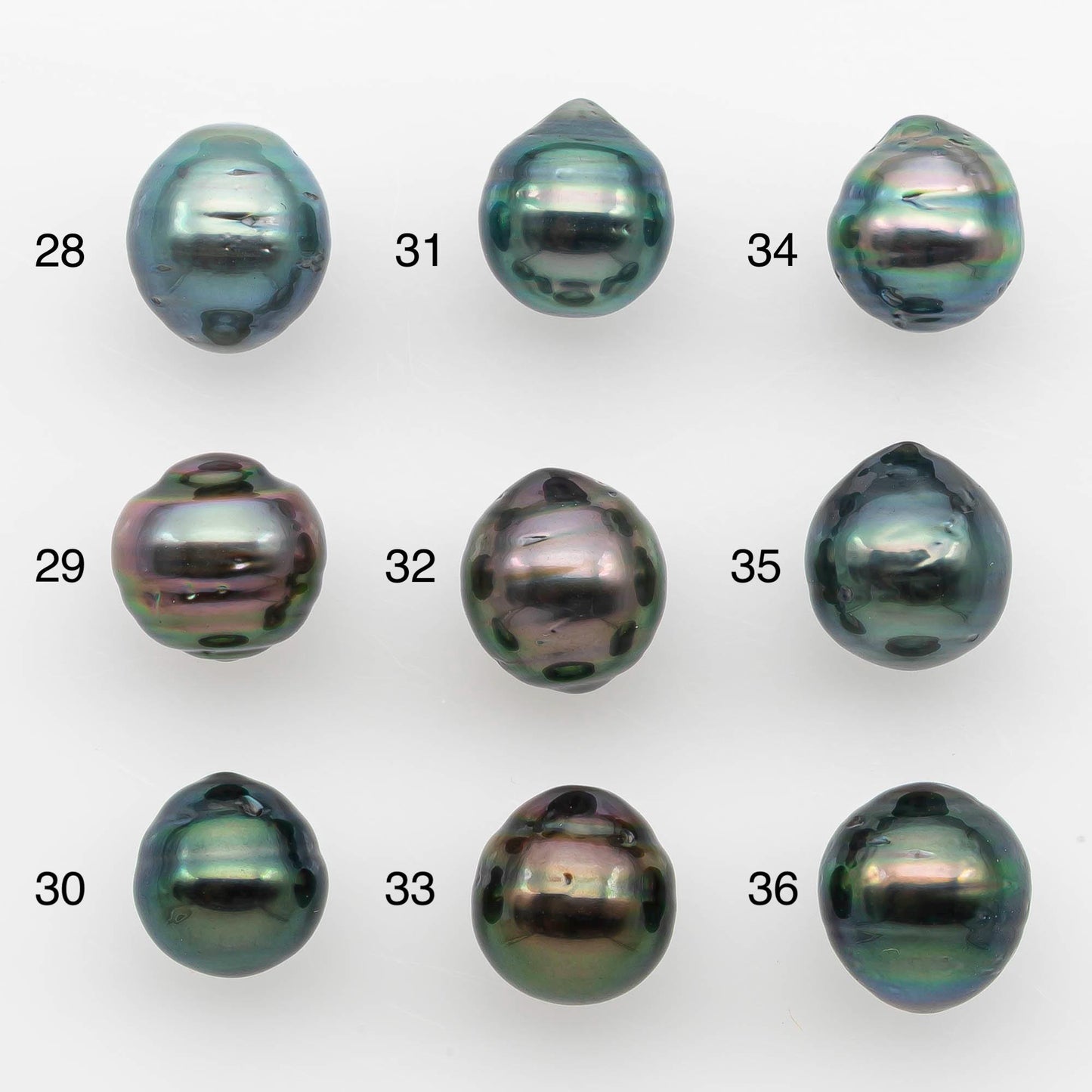 9-10mm Natural Color Tahitian Pearl Drop Shape Loose Single Piece Undrilled in High Luster and Minor Blemishes, SKU #2638TH