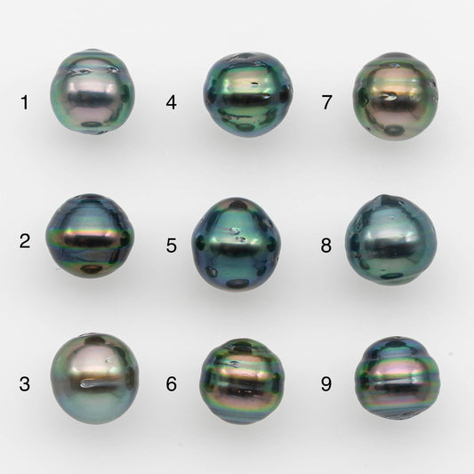 9-10mm Natural Color Tahitian Pearl Drop Shape Loose Single Piece Undrilled in High Luster and Minor Blemishes, SKU # 2637TH