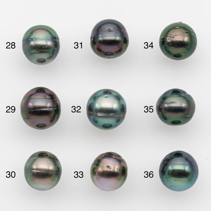 9-10mm Natural Color Tahitian Pearl Drop Shape Loose Single Piece Undrilled in High Luster and Minor Blemishes, SKU # 2637TH