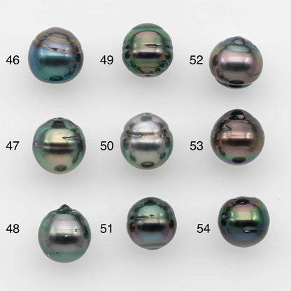 9-10mm Natural Color Tahitian Pearl Drop Shape Loose Single Piece Undrilled in High Luster and Minor Blemishes, SKU # 2636TH