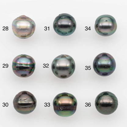 9-10mm Natural Color Tahitian Pearl Drop Shape Loose Single Piece Undrilled in High Luster and Minor Blemishes, SKU # 2636TH