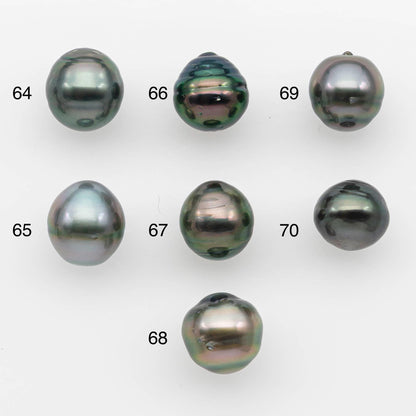 9-10mm Natural Color Tahitian Pearl Drop Shape Loose Single Piece Undrilled in High Luster and Minor Blemishes, SKU # 2636TH