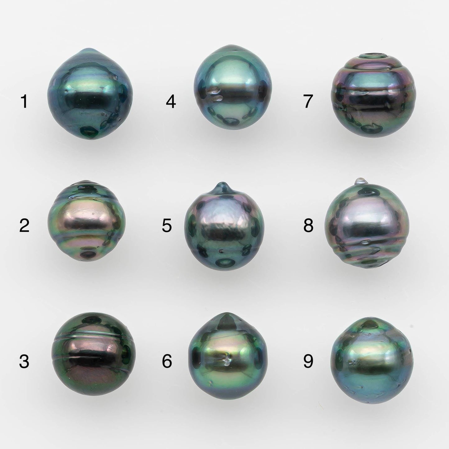 9-10mm Natural Color Tahitian Pearl Drop Shape Loose Single Piece Undrilled in High Luster and Minor Blemishes, SKU # 2636TH