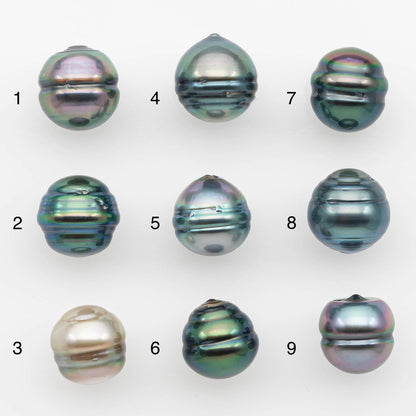 9-10mm Natural Color Tahitian Pearl Drop Shape Loose Single Piece Undrilled in High Luster and Minor Blemishes, SKU # 2635TH
