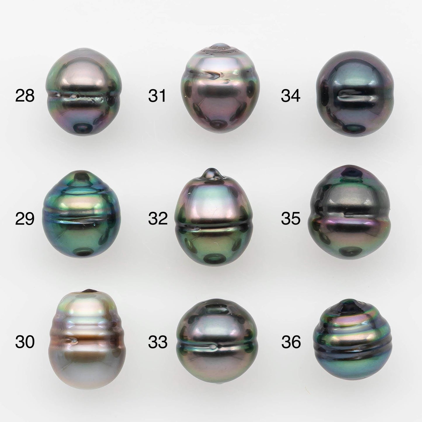 9-10mm Natural Color Tahitian Pearl Drop Shape Loose Single Piece Undrilled in High Luster and Minor Blemishes, SKU # 2635TH