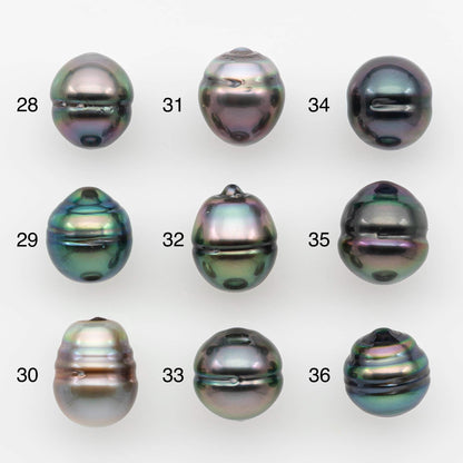 9-10mm Natural Color Tahitian Pearl Drop Shape Loose Single Piece Undrilled in High Luster and Minor Blemishes, SKU # 2635TH