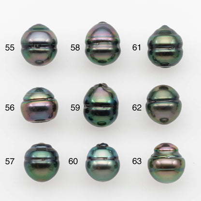 9-10mm Natural Color Tahitian Pearl Drop Shape Loose Single Piece Undrilled in High Luster and Minor Blemishes, SKU # 2635TH