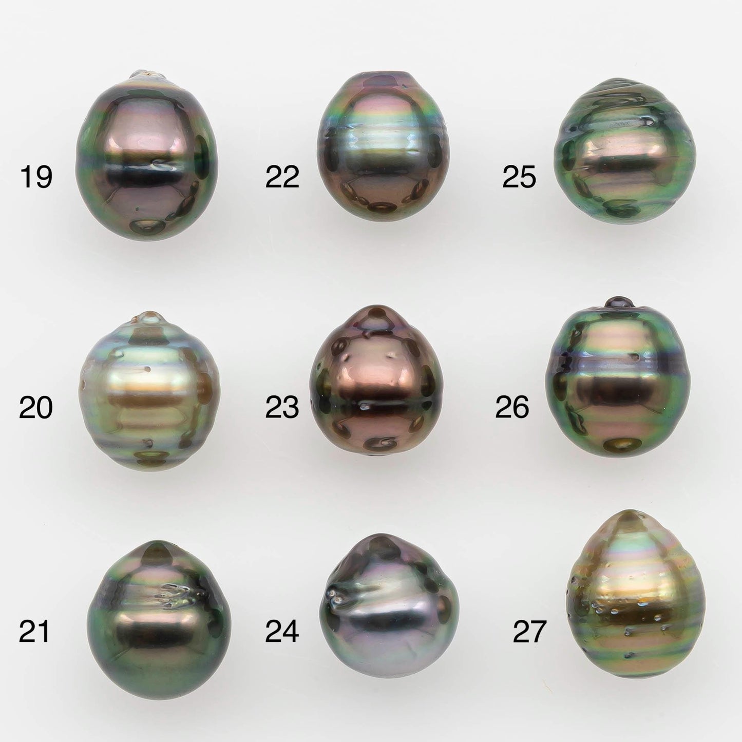 9-10mm Natural Color Tahitian Pearl Drop Shape Loose Single Piece Undrilled in High Luster and Minor Blemishes, SKU # 2634TH