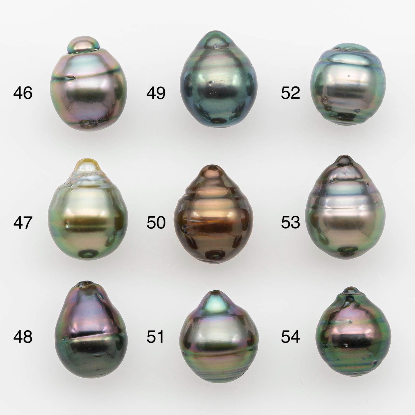 9-10mm Natural Color Tahitian Pearl Drop Shape Loose Single Piece Undrilled in High Luster and Minor Blemishes, SKU # 2634TH