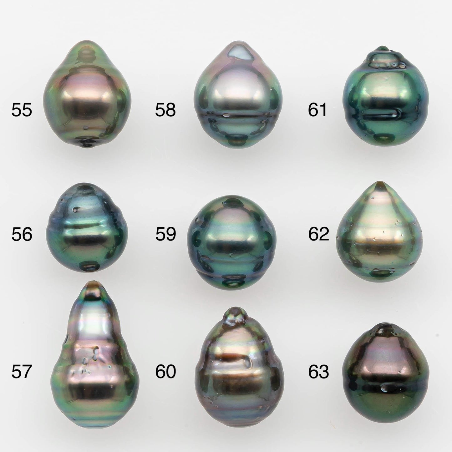9-10mm Natural Color Tahitian Pearl Drop Shape Loose Single Piece Undrilled in High Luster and Minor Blemishes, SKU # 2634TH