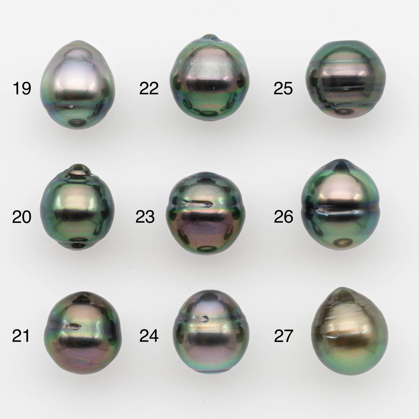 9-10mm Natural Color Tahitian Pearl Drop Shape Loose Single Piece Undrilled in High Luster and Minor Blemishes, SKU # 2633TH