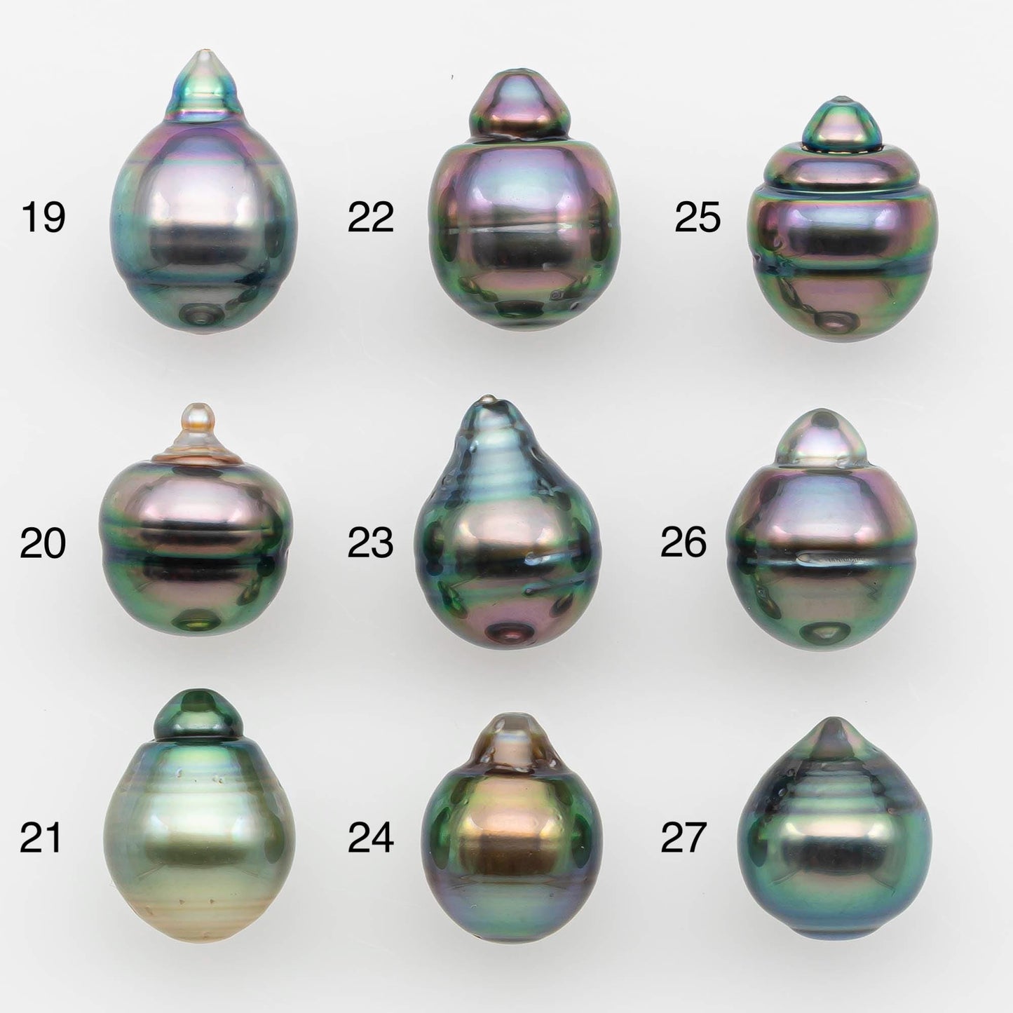 9-10mm Natural Color Tahitian Pearl Drop Shape Loose Single Piece Undrilled in High Luster and Minor Blemishes, SKU # 2632TH