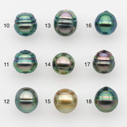 9-10mm Natural Color Tahitian Pearl Drop Shape Loose Single Piece Undrilled in High Luster and Minor Blemishes, SKU # 2632TH
