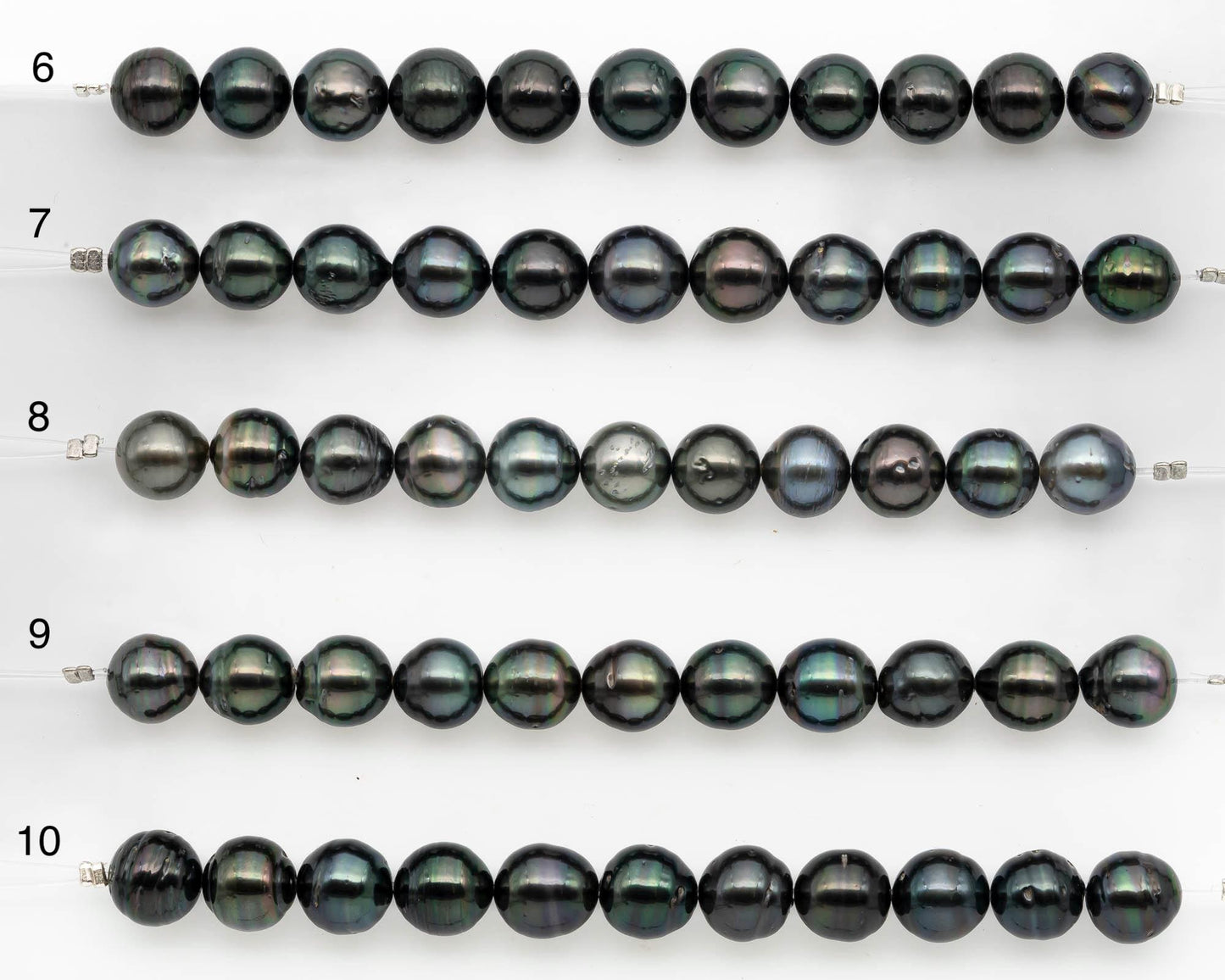 9-10mm Tahitian Pearl in Short Strand with All Natural Color with High Luster and Blemishes for Jewelry Making, SKU# 2662TH