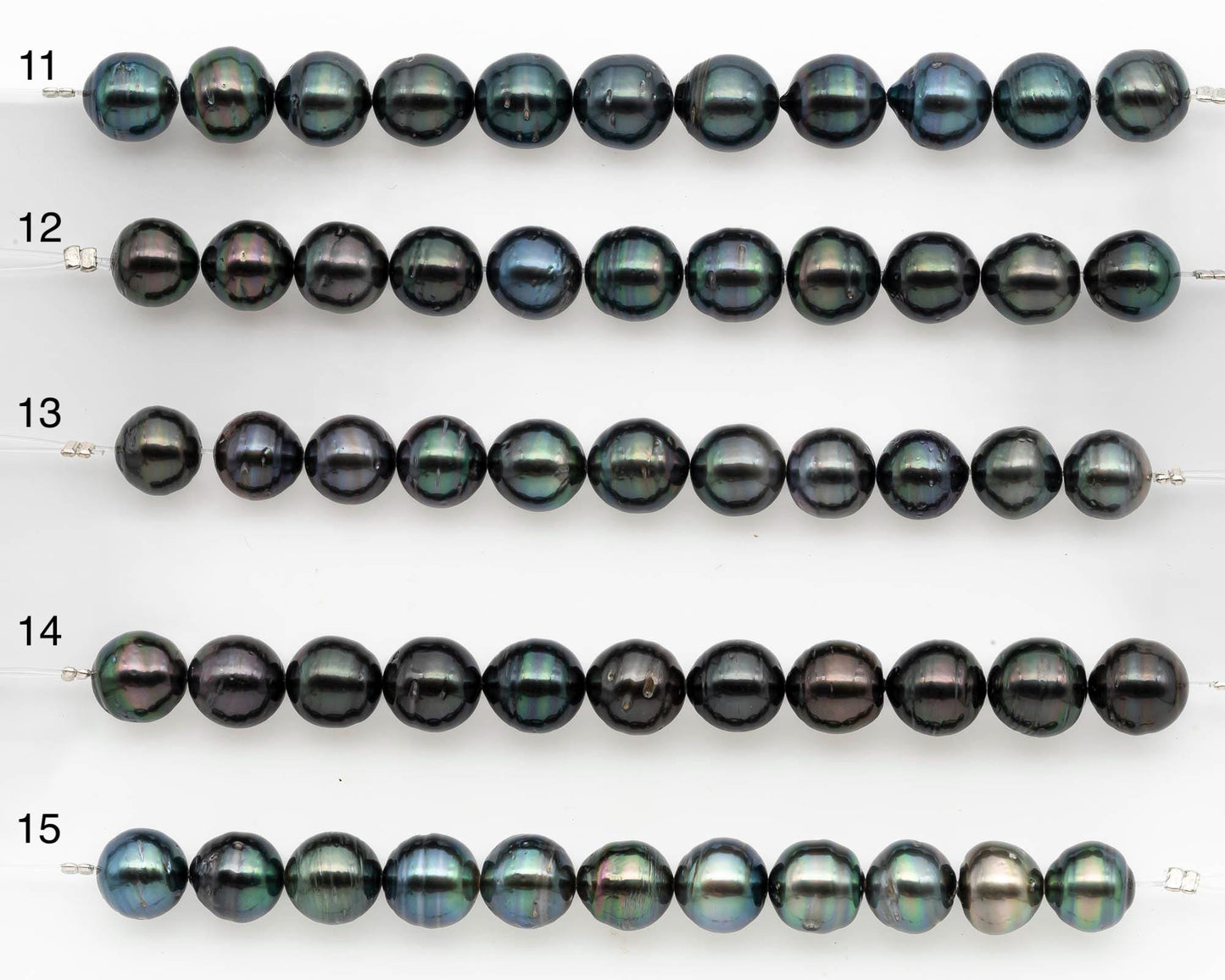 9-10mm Tahitian Pearl in Short Strand with All Natural Color with High Luster and Blemishes for Jewelry Making, SKU# 2662TH