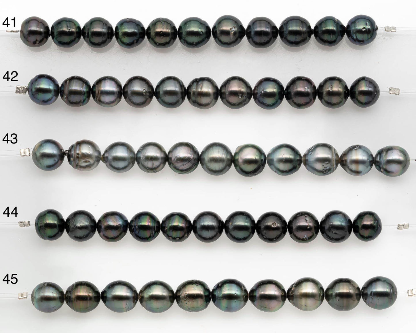 9-10mm Tahitian Pearl in Short Strand with All Natural Color with High Luster and Blemishes for Jewelry Making, SKU# 2662TH