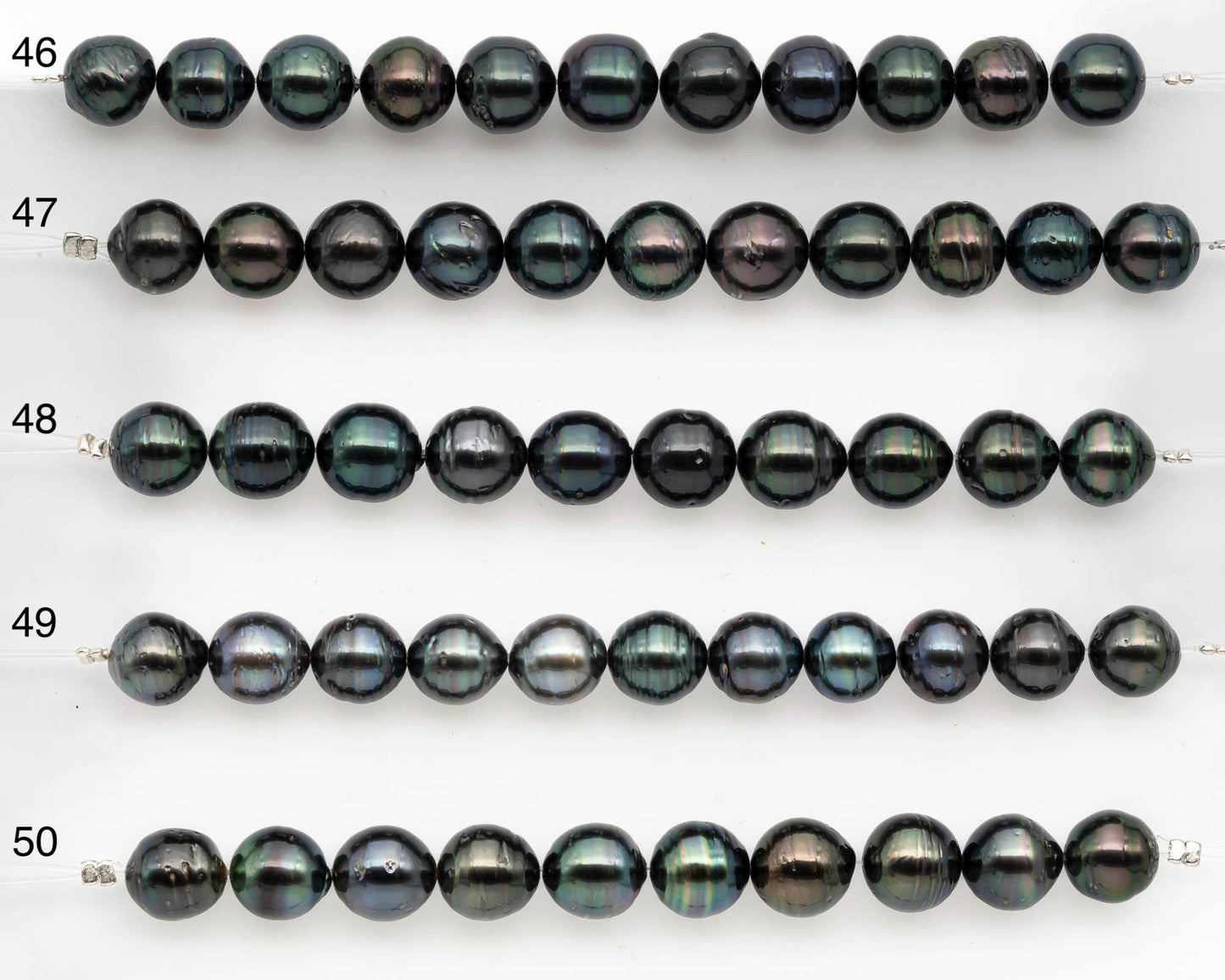 9-10mm Tahitian Pearl in Short Strand with All Natural Color with High Luster and Blemishes for Jewelry Making, SKU# 2662TH