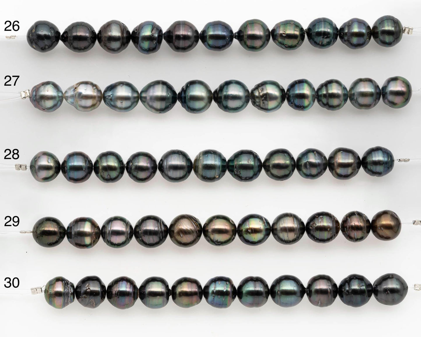 9-10mm Tahitian Pearl in Short Strand with All Natural Color with High Luster and Blemishes for Jewelry Making, SKU# 2663TH