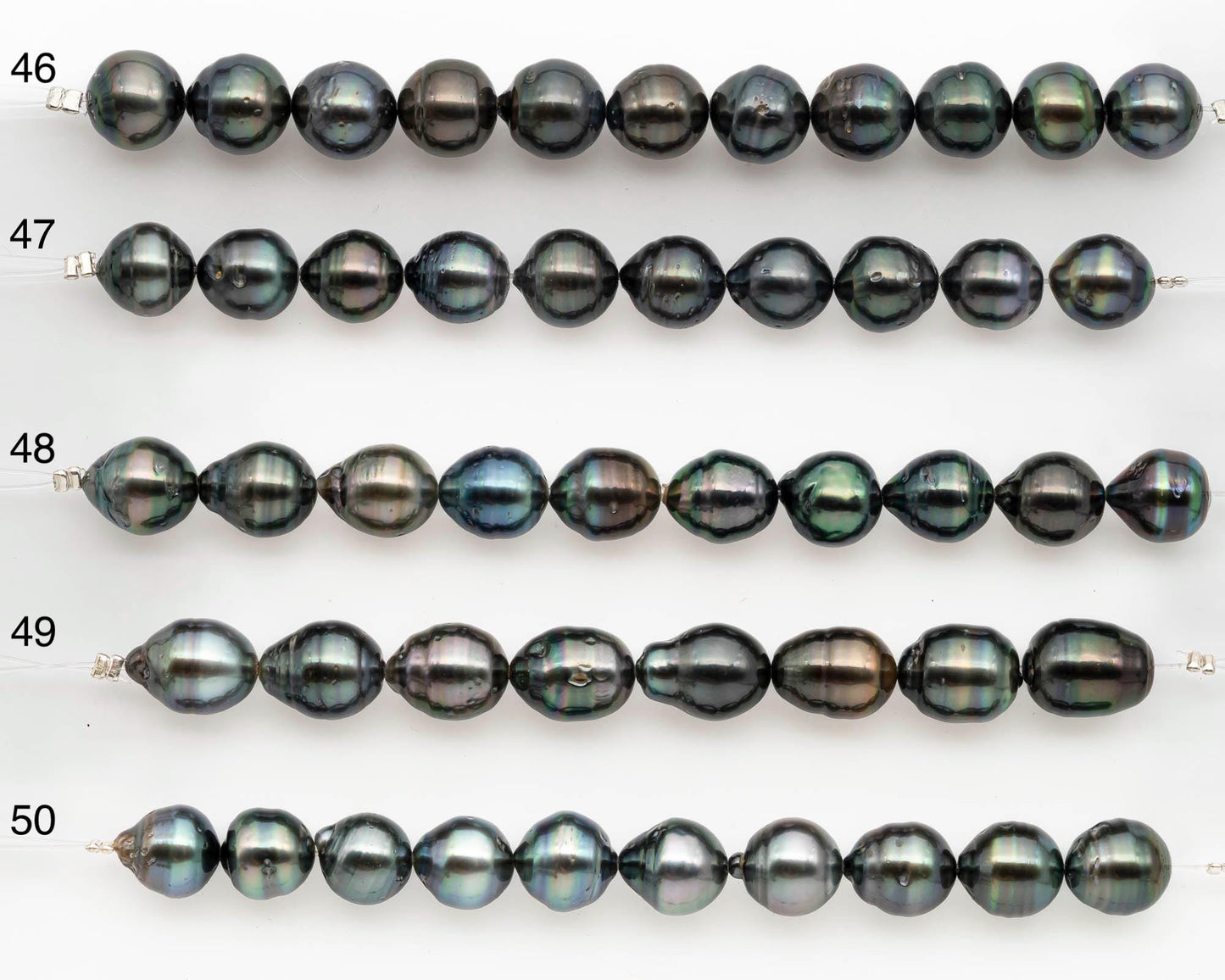 9-10mm Tahitian Pearl in Short Strand with All Natural Color with High Luster and Blemishes for Jewelry Making, SKU# 2663TH