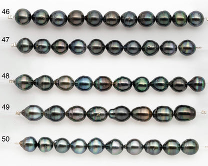 9-10mm Tahitian Pearl in Short Strand with All Natural Color with High Luster and Blemishes for Jewelry Making, SKU# 2663TH