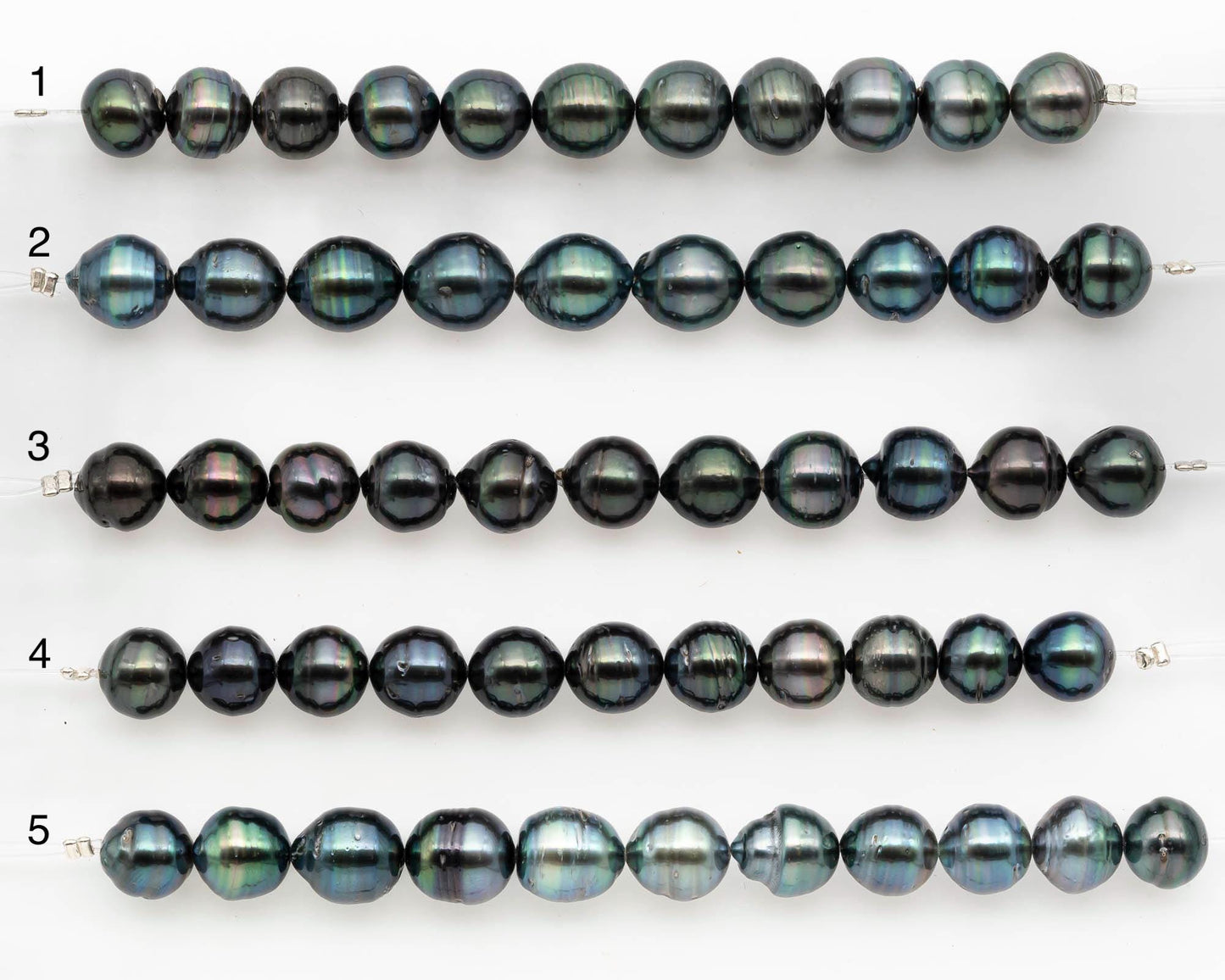 9-10mm Tahitian Pearl in Short Strand with All Natural Color with High Luster and Blemishes for Jewelry Making, SKU# 2663TH