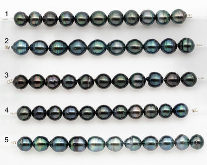 9-10mm Tahitian Pearl in Short Strand with All Natural Color with High Luster and Blemishes for Jewelry Making, SKU# 2663TH