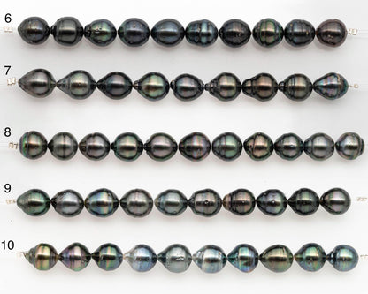9-10mm Tahitian Pearl in Short Strand with All Natural Color with High Luster and Blemishes for Jewelry Making, SKU# 2664TH