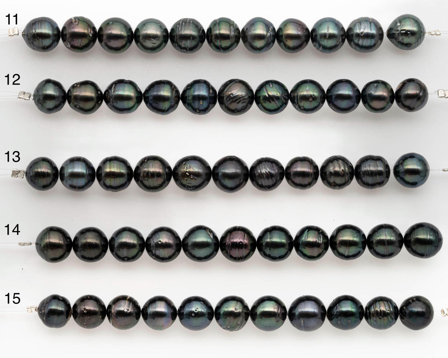 9-10mm Tahitian Pearl in Short Strand with All Natural Color with High Luster and Blemishes for Jewelry Making, SKU# 2664TH