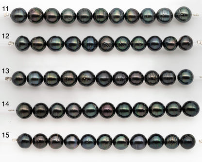 9-10mm Tahitian Pearl in Short Strand with All Natural Color with High Luster and Blemishes for Jewelry Making, SKU# 2664TH