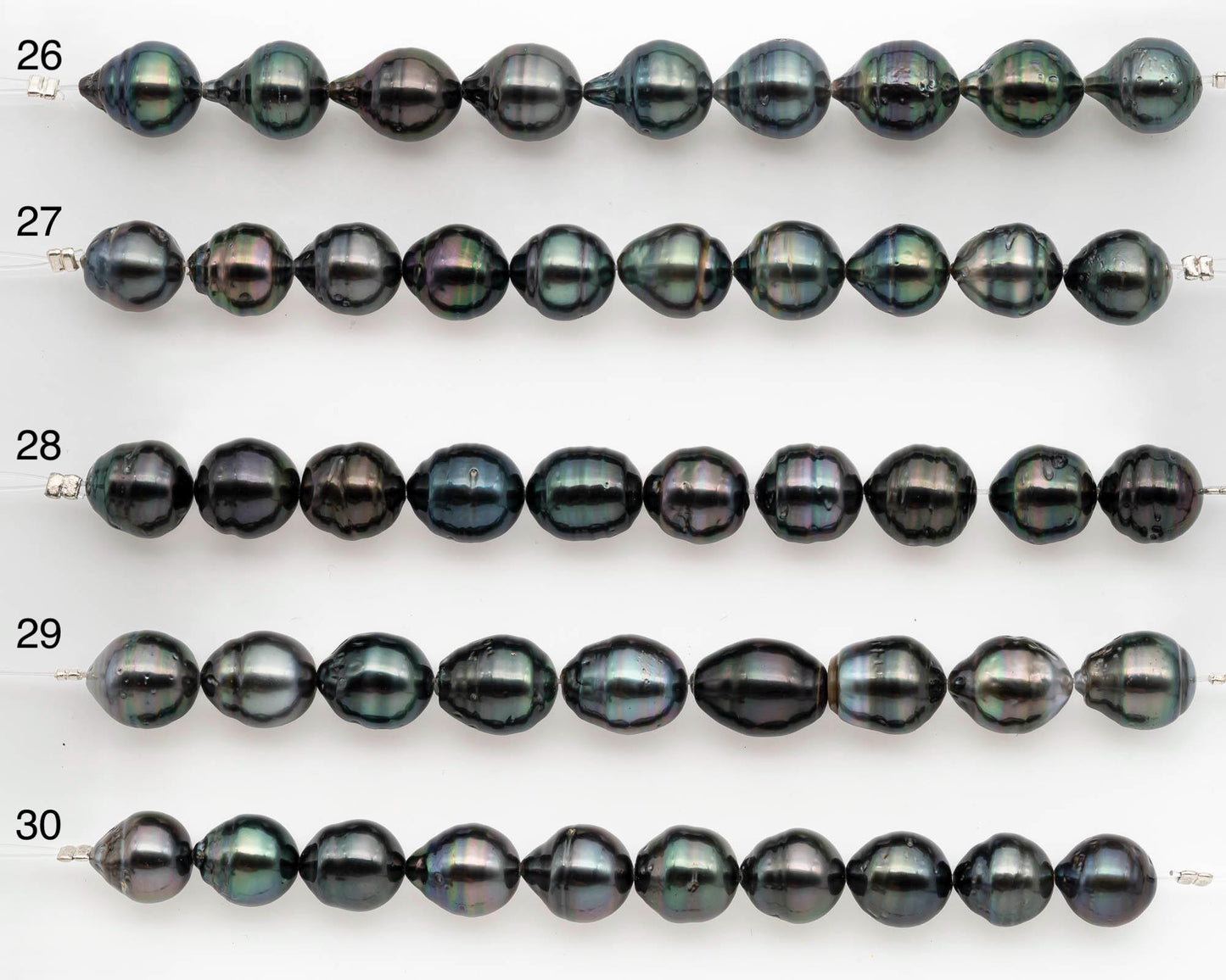 9-10mm Tahitian Pearl in Short Strand with All Natural Color with High Luster and Blemishes for Jewelry Making, SKU# 2664TH