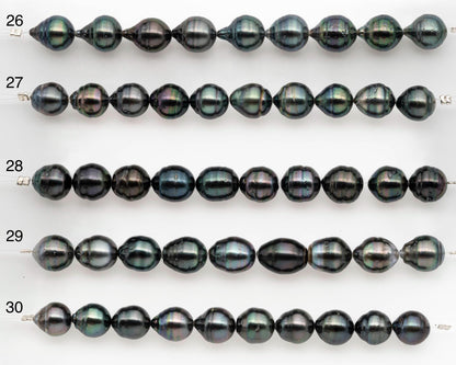 9-10mm Tahitian Pearl in Short Strand with All Natural Color with High Luster and Blemishes for Jewelry Making, SKU# 2664TH