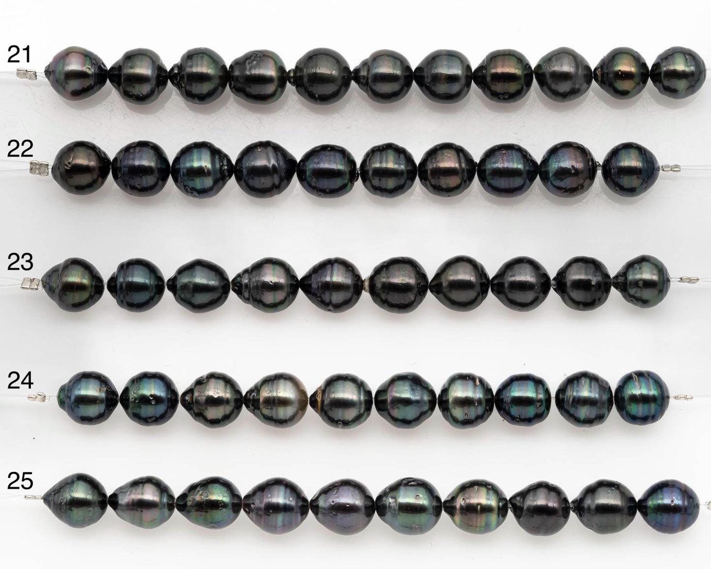 9-10mm Tahitian Pearl in Short Strand with All Natural Color with High Luster and Blemishes for Jewelry Making, SKU# 2664TH